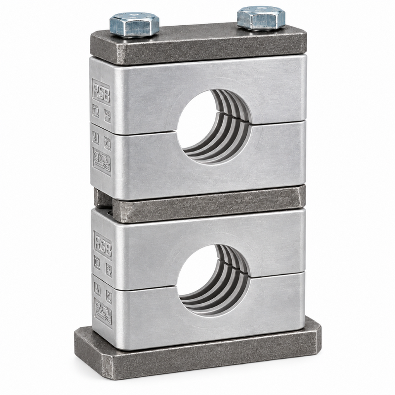 3/8" Tubing Clamp Heavy Series Aluminum Body Double Stack