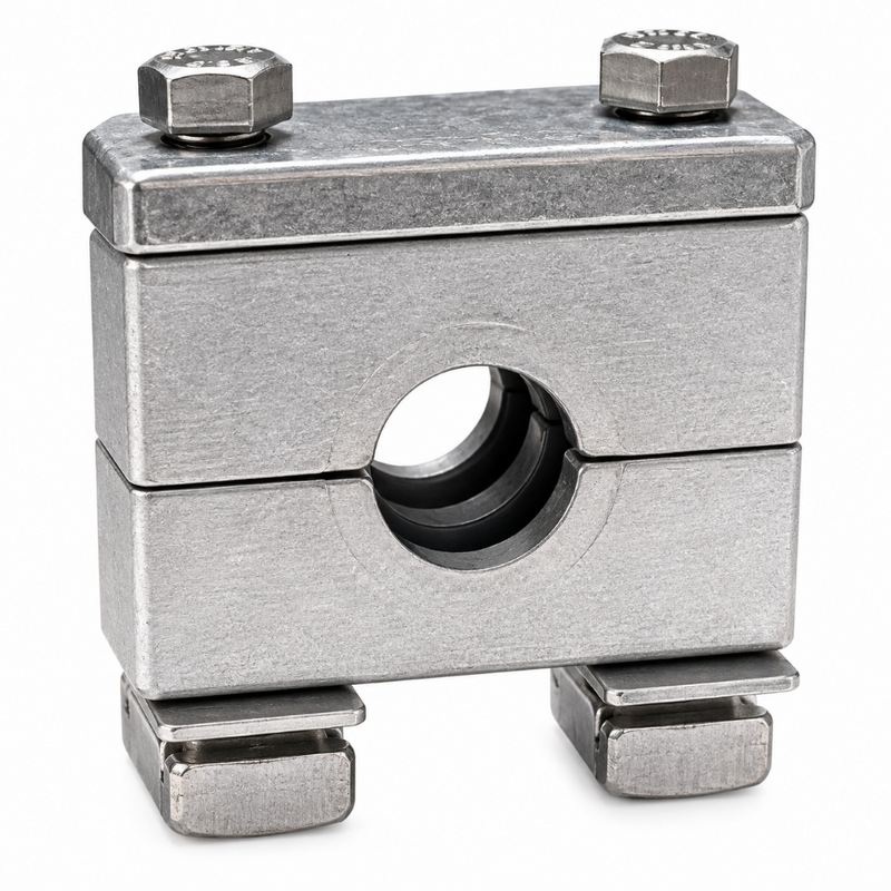 3/8" Pipe Clamp Aluminum Body Heavy Series Strut Mount 316 Stainless Steel Hardware